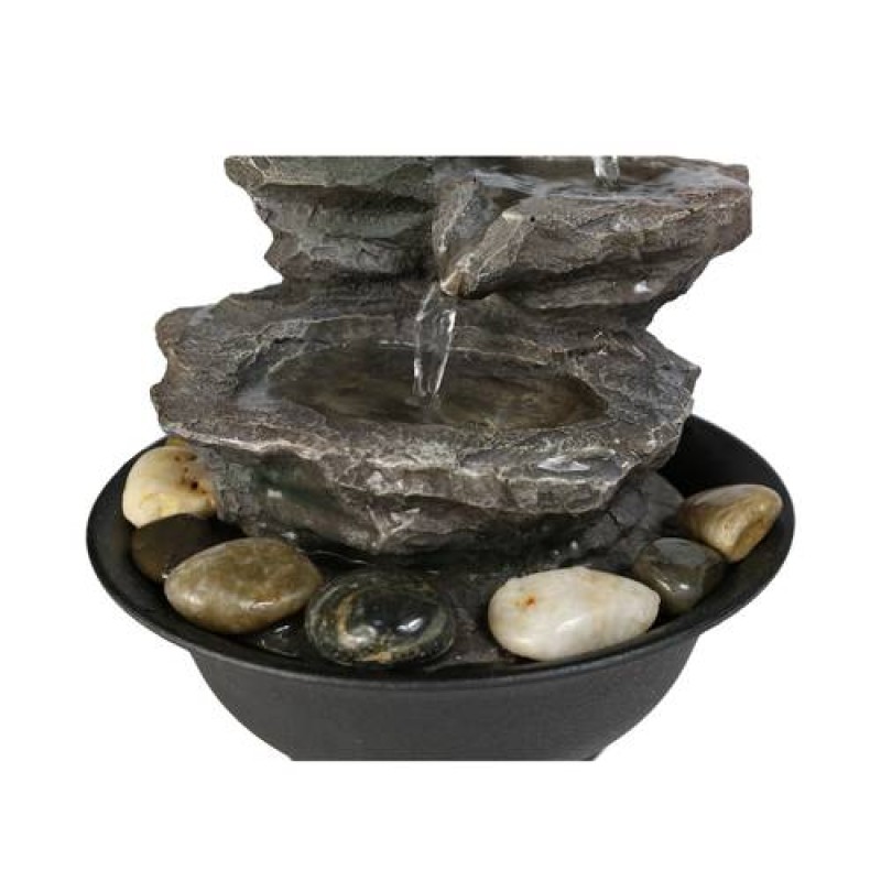 11.4in 3-Tier Tabletop Zen Fountain with Crystal Ball for Indoor Decoration